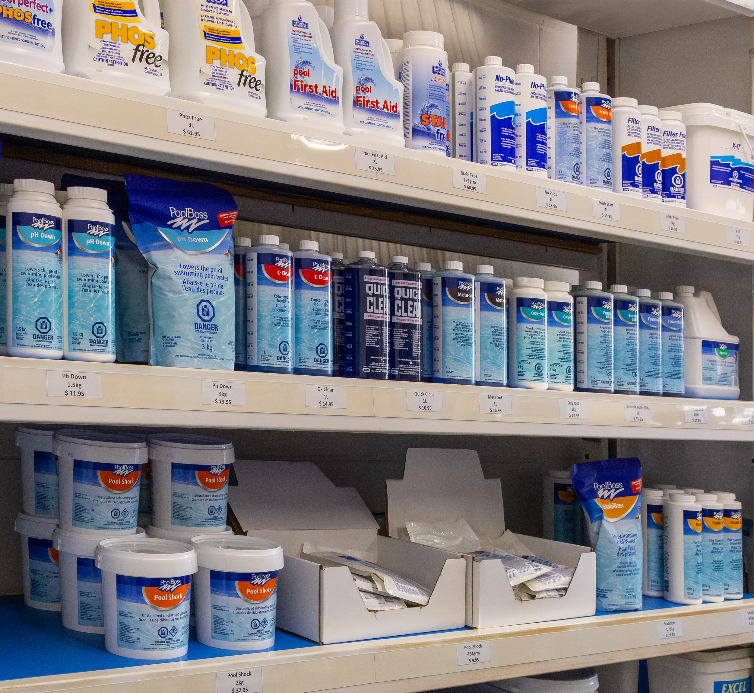 Pool and spa chemicals at the Aquascapes Store