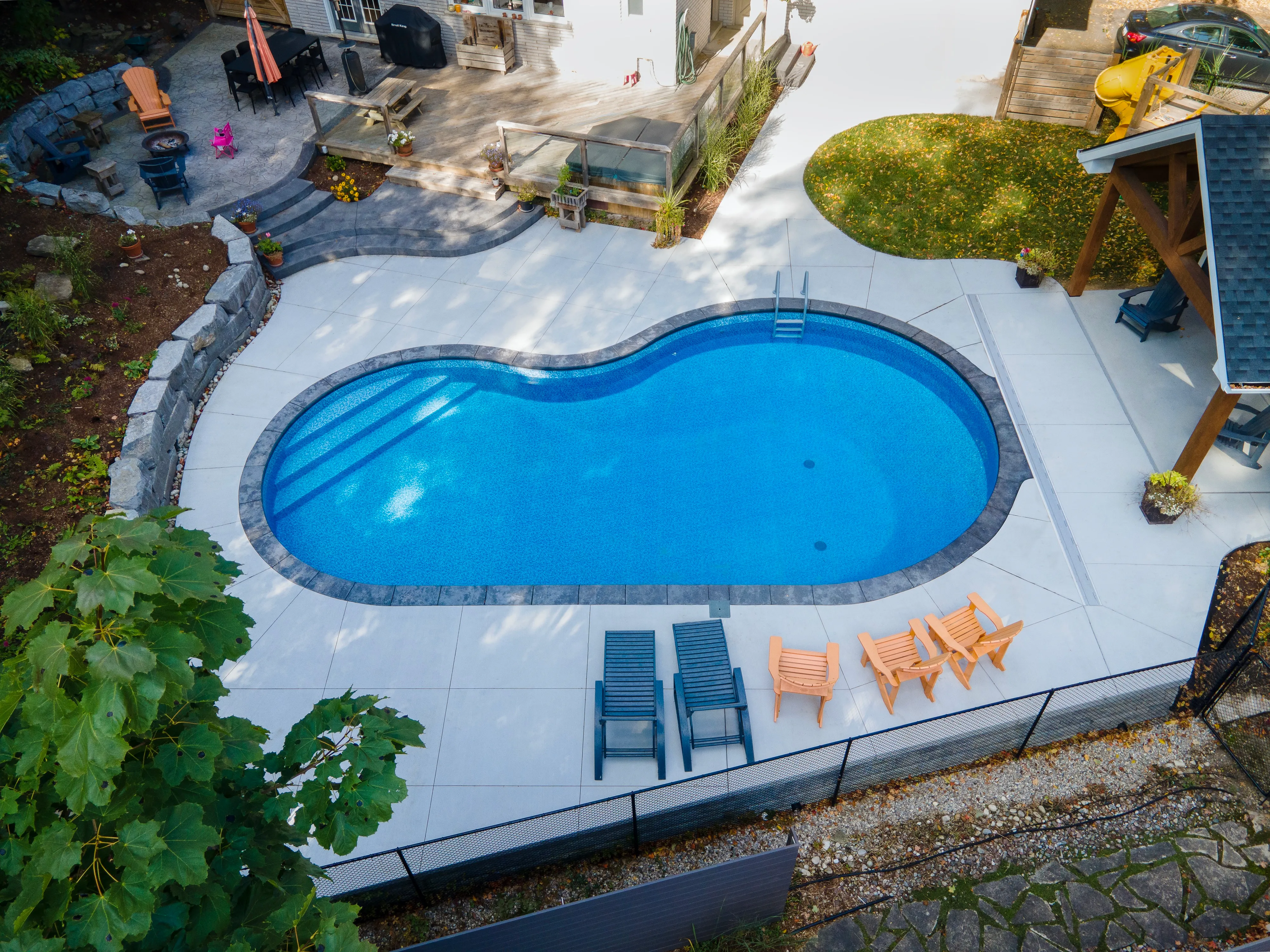 Aerial view of a custom pool in Waterloo Region — Aquascapes Recreational Contractors